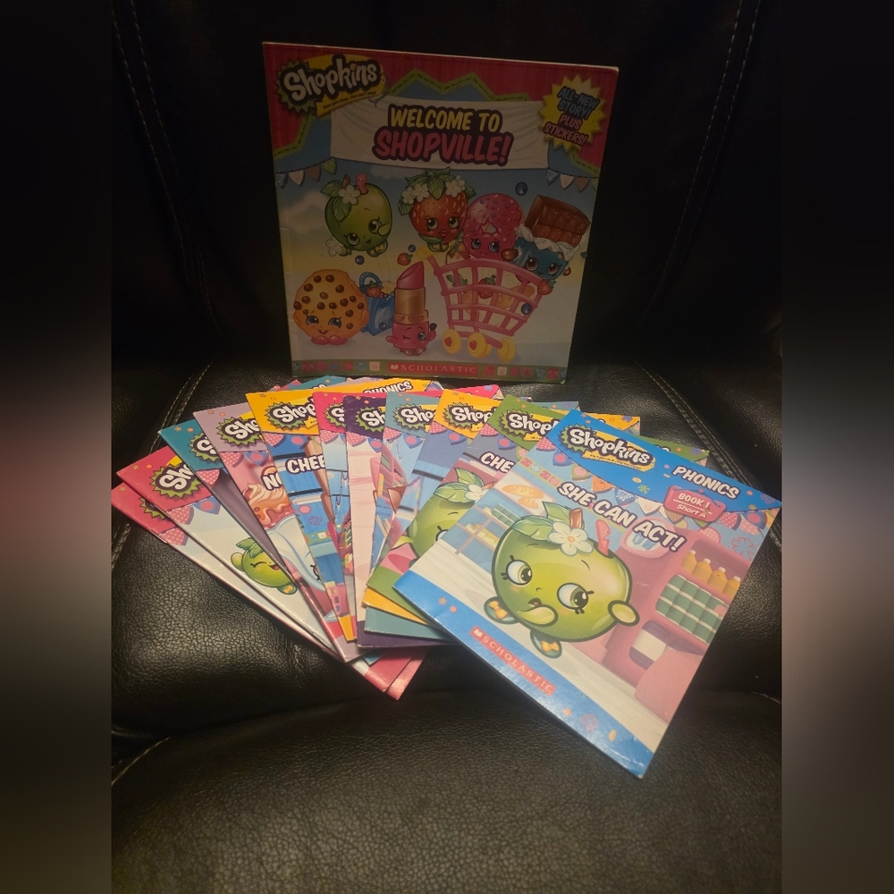 Set of 12 Shopkins Phonics books (Missing #7) + Welcome To Shopville Book Lot